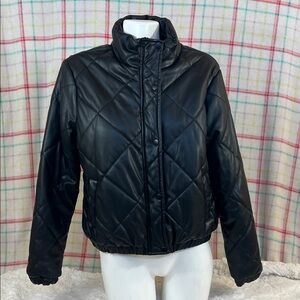 Black Faux Leather Women's Jacket